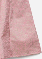 Ahalyaa Pink Poly Silk Gold Print Girl's Kids Dress For Girls | Grocsy