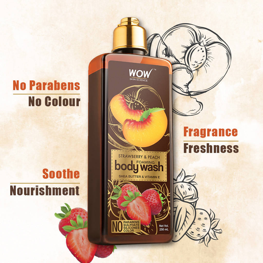 Wow Skin Science Strawberry & Peach Foaming Body Wash | Grocsy