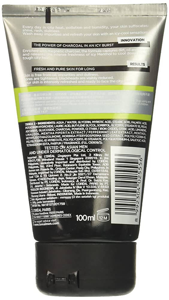 L'Oreal Paris Men Expert Pure & Matte Icy Effect Charcoal Black Foam | Grocsy