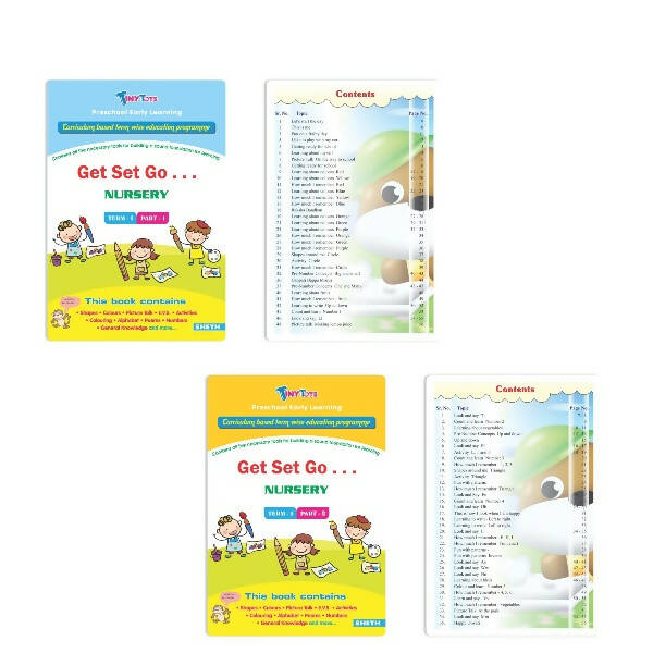 Tiny Tots Get Set Go Preschool Learning Nursery Books Set of 4| Term wise Education Books| Ages 3-4 Years | Grocsy