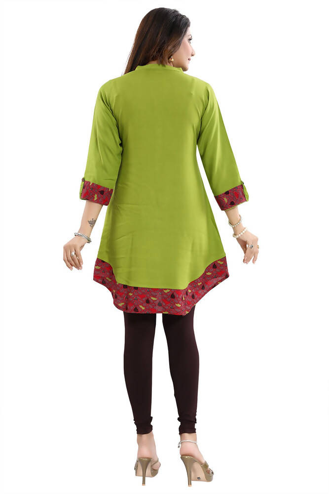 Snehal Creations Gorgeous Designer Green Rayon Embroidery Tunic | Grocsy