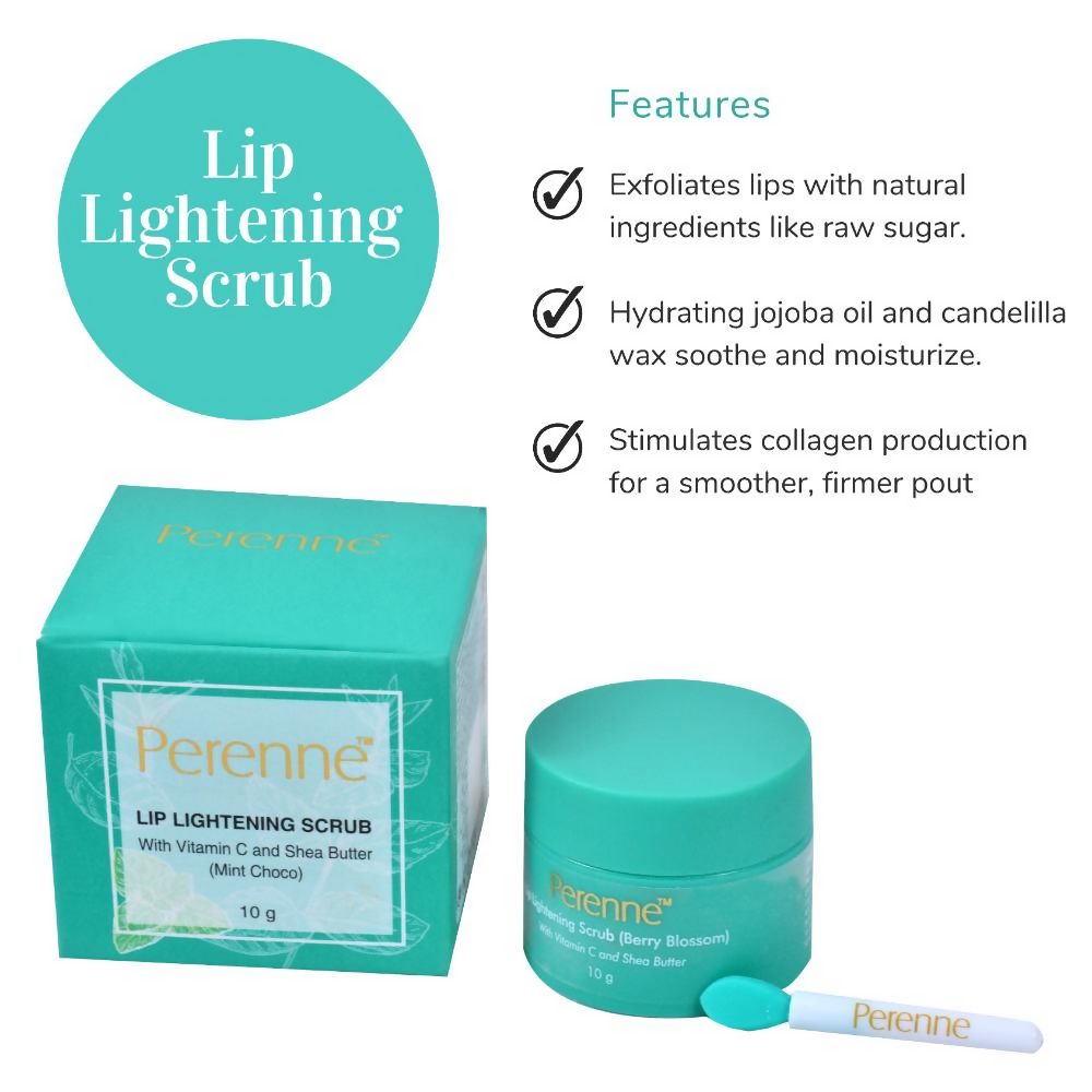 Perenne Lip Lightening Scrub With Vitamin C & Shea Butter - Mint Choco | Grocsy