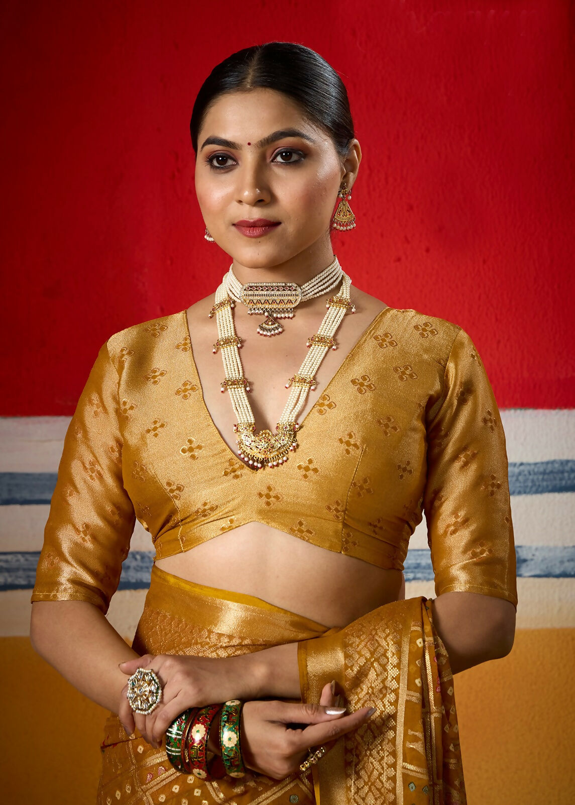 Joban Fashion Yellow Dull Moss Brasso Saree | Grocsy