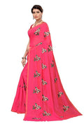 Vamika Chanderi Cotton Embroidery Pink Saree (MOGRA PINK) | Grocsy