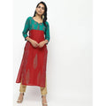 Cheera Red Traight Printed Kurta | Grocsy