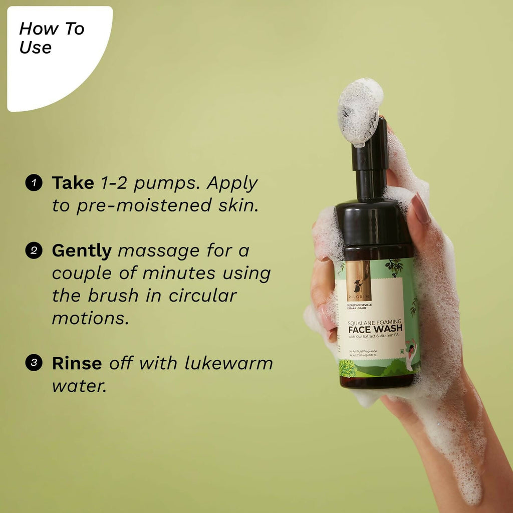 Pilgrim Spanish Foaming Face Wash With Kiwi Extracts & Aloe For Skin Hydration | Grocsy