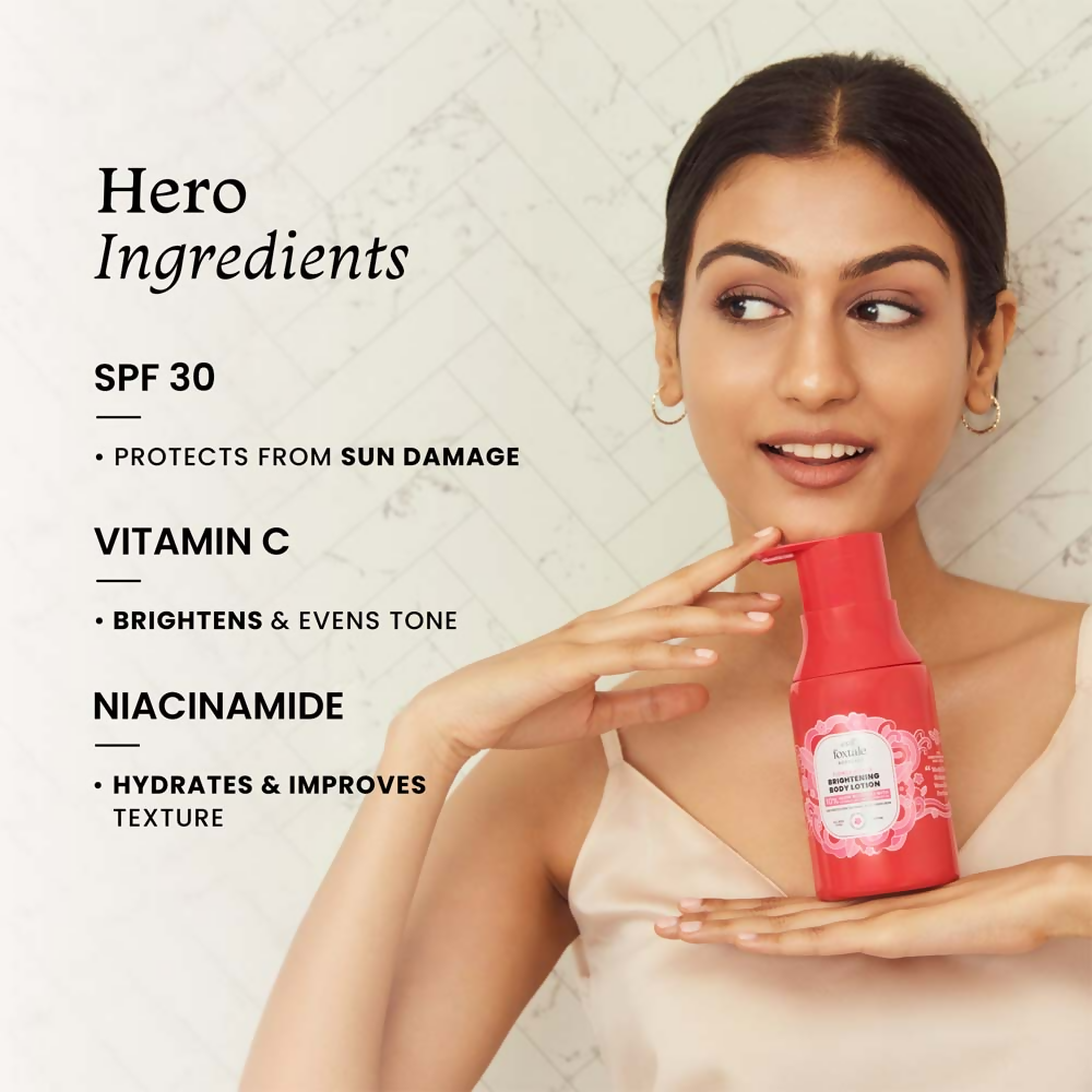 Foxtale Brightening Body Lotion SPF 30 With Niacinamide & Vitamin C Tan Protection & Glowing Skin | Grocsy