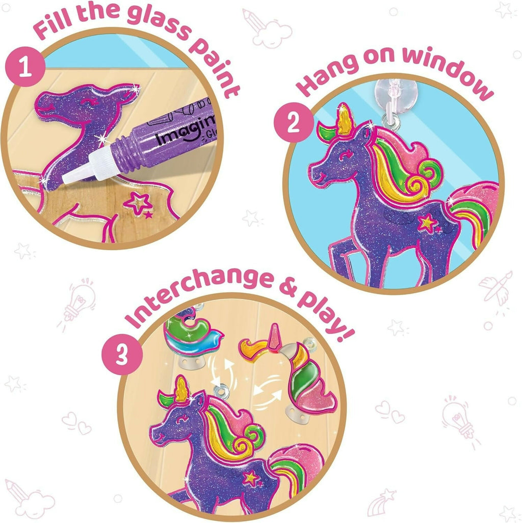 Imagimake Window Art Princess & Unicorn Suncatcher Kit Unicorn Toys for Girls Age 5-8 Craft Kits | Grocsy