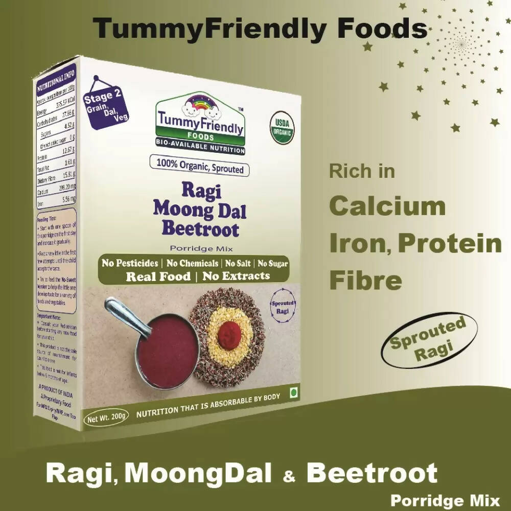 TummyFriendly Foods Certified Stage2 Ragi, Brown Rice Porridge Mixes Combo | Grocsy