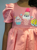 ArthLife Peach Ice Cream Embroidered Dress | Grocsy