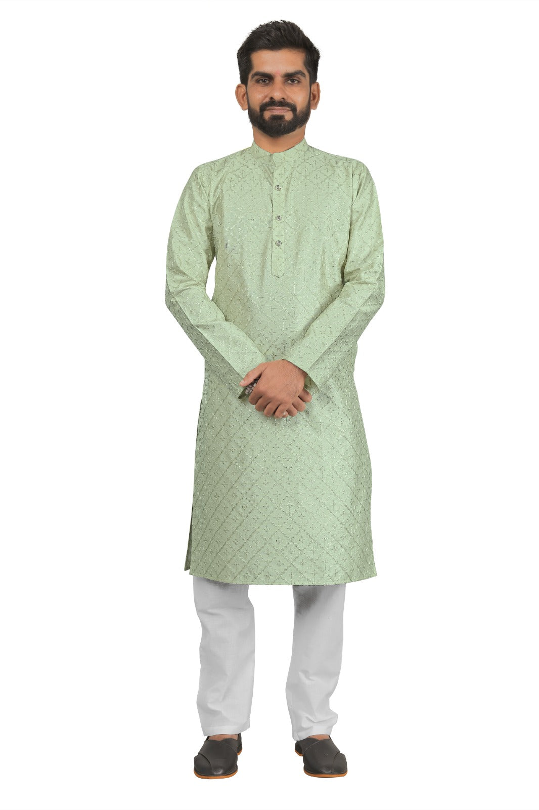 DEIANA'S Fancy Embroidery kurta Payjama Set For Men's (Pista) | Grocsy