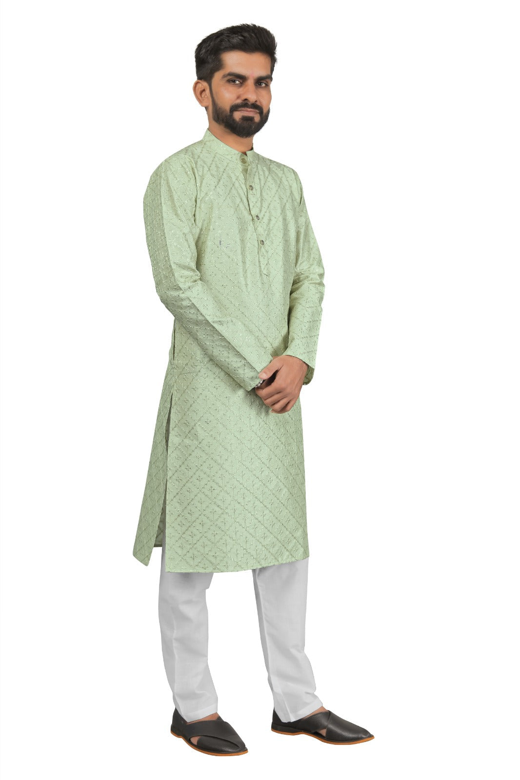 DEIANA'S Fancy Embroidery kurta Payjama Set For Men's (Pista) | Grocsy