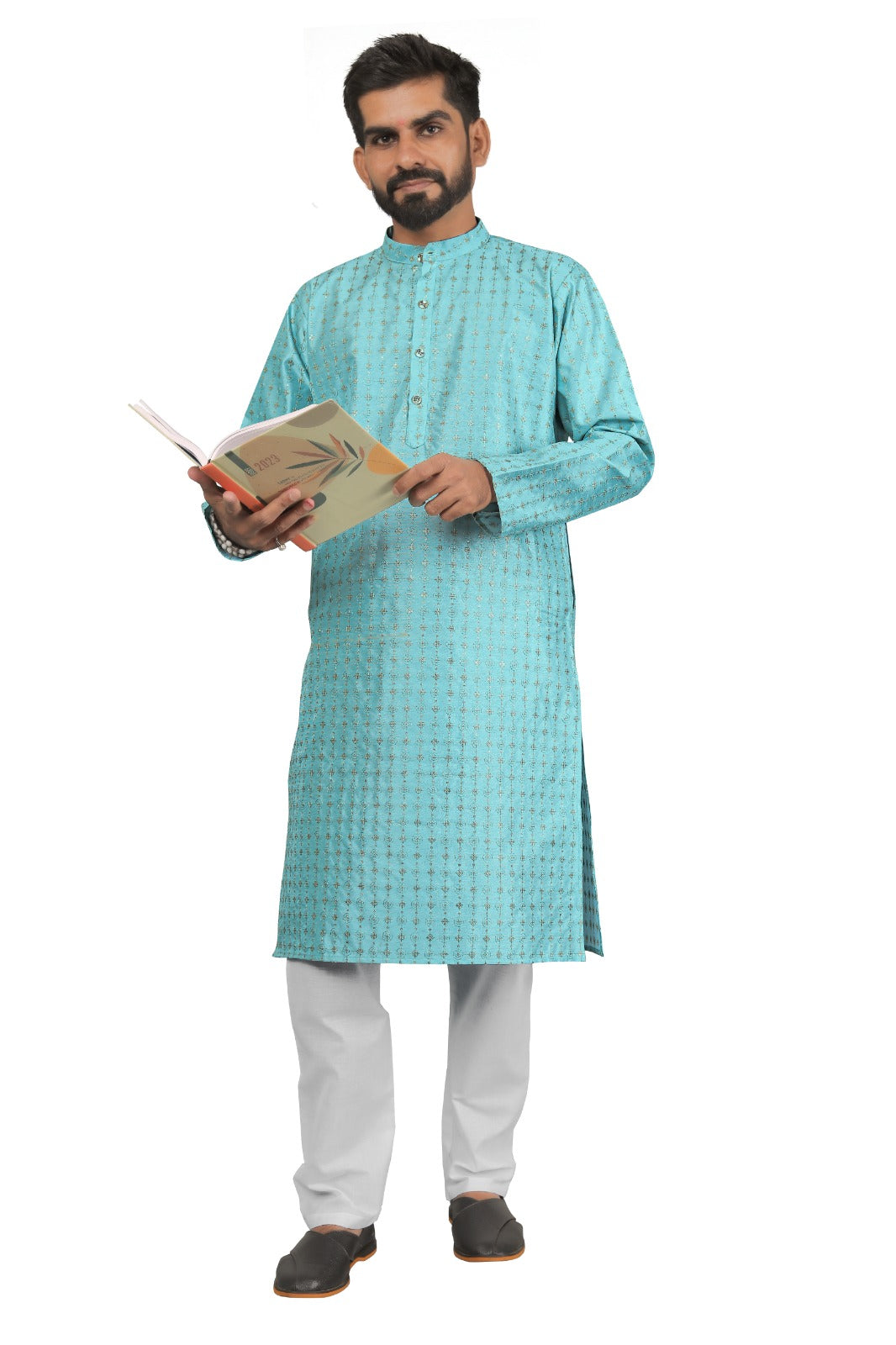 DEIANA'S Fancy Embroidery kurta Payjama Set For Men's (Sky Blue) | Grocsy