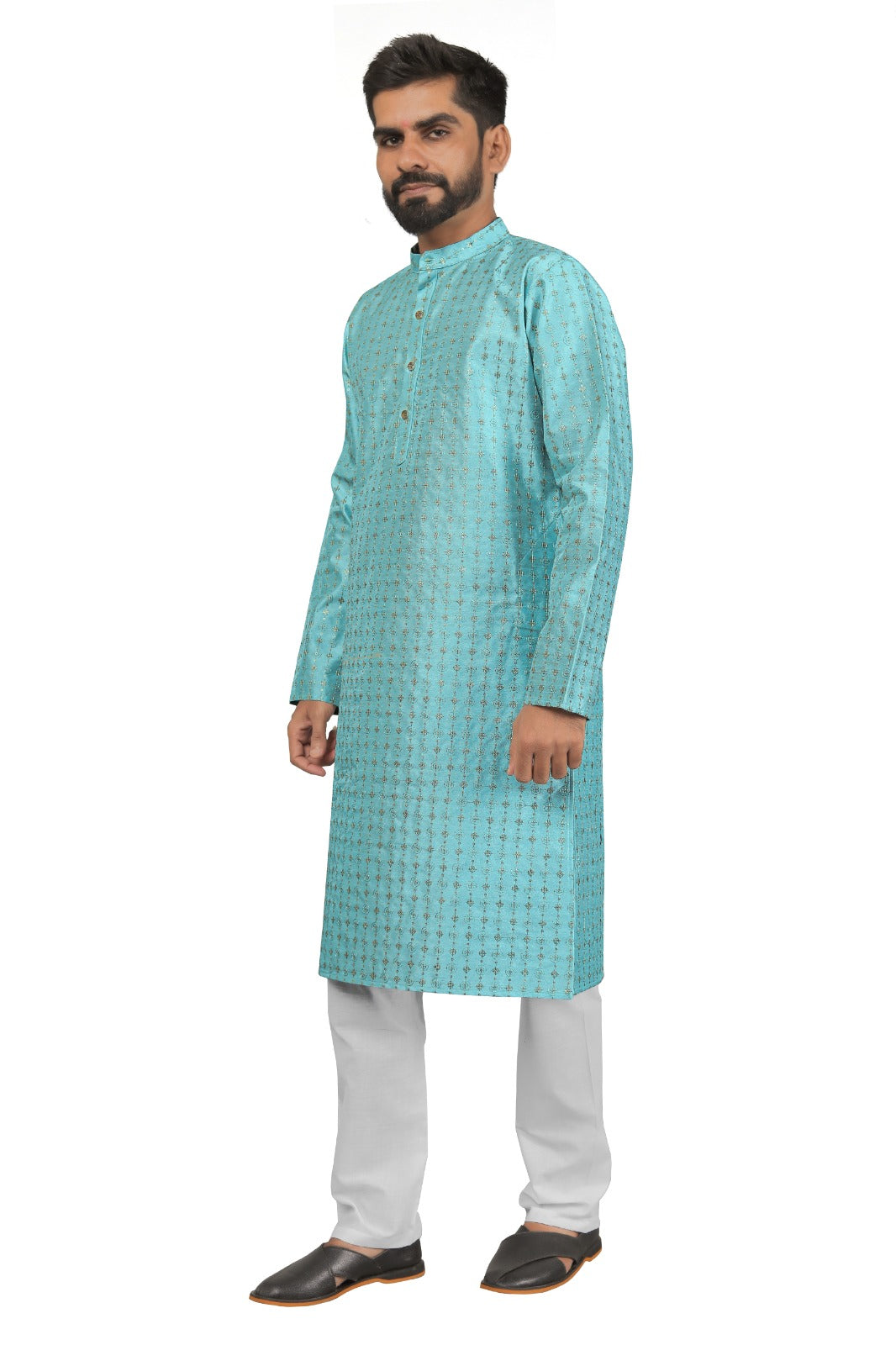DEIANA'S Fancy Embroidery kurta Payjama Set For Men's (Sky Blue) | Grocsy