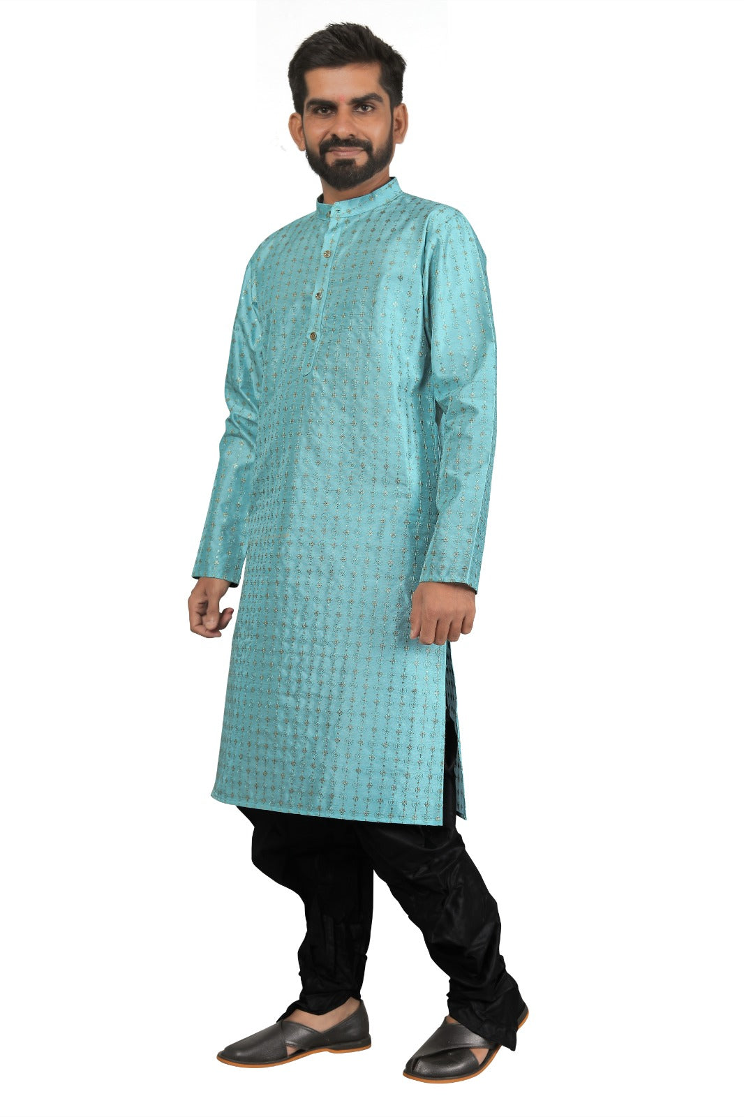 DEIANA'S Fancy Black Dhoti Embroidery kurta Set For Men's (Sky Blue) | Grocsy