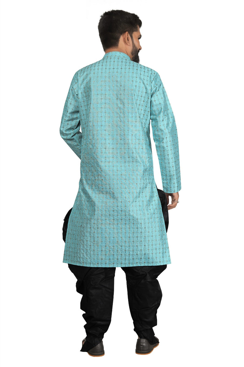 DEIANA'S Fancy Black Dhoti Embroidery kurta Set For Men's (Sky Blue) | Grocsy