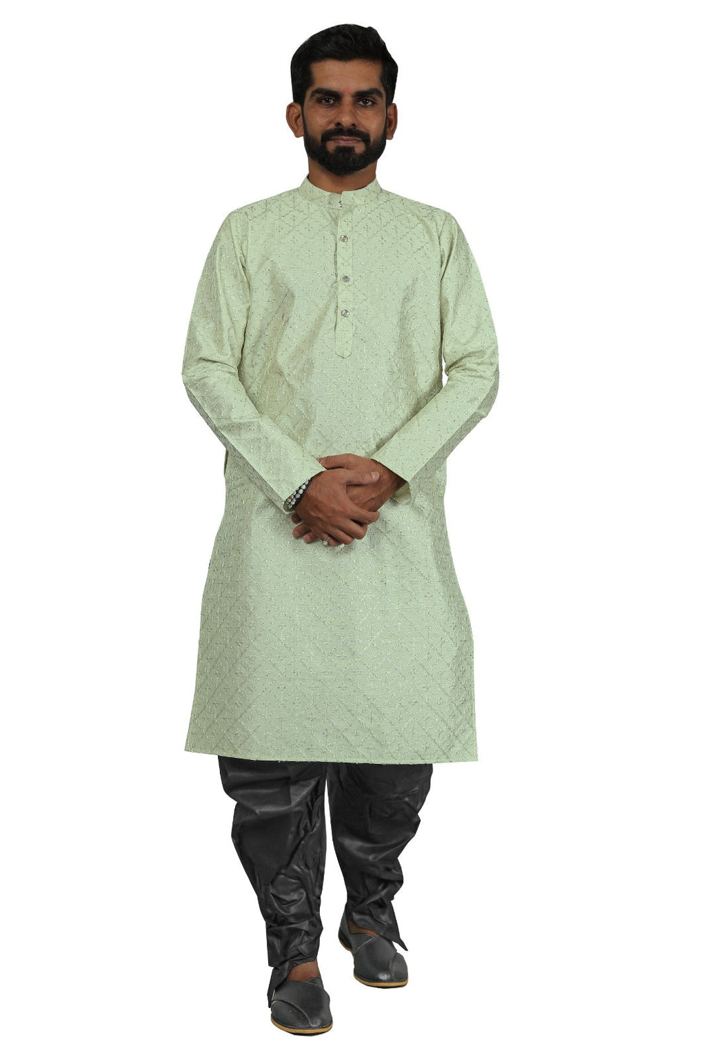 DEIANA'S Fancy Black Dhoti Embroidery kurta Set For Men's (Pista) | Grocsy