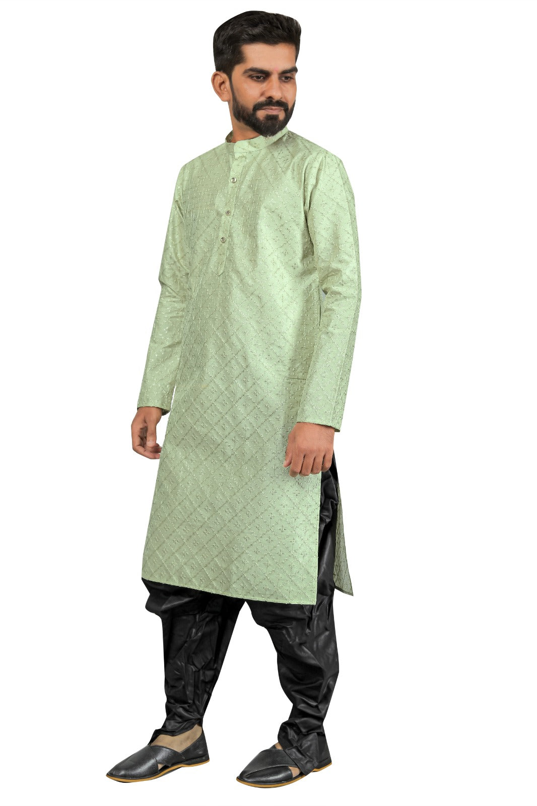 DEIANA'S Fancy Black Dhoti Embroidery kurta Set For Men's (Pista) | Grocsy