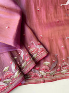 Mameraa Sarees Pink Royal Gabbana Silk Saree Woven In A Shiny Dual-Tone Finish-Pink | Grocsy