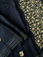 Mameraa Sarees Black Matka Silk Saree With All Over Designer Embroidery-Black | Grocsy