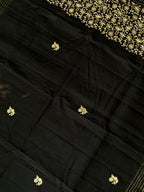 Mameraa Sarees Black Matka Silk Saree With All Over Designer Embroidery-Black | Grocsy