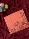 Mameraa Sarees Orange Matka Silk Saree With Heavy Floral Embroidery Border With Running Blouse-Orange | Grocsy