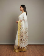 Morchari Mal Chanderi with all over Kantha Hand Work Saree | Grocsy