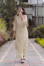 Jompers Women Yellow Floral Printed Kurta with Palazzos | Grocsy