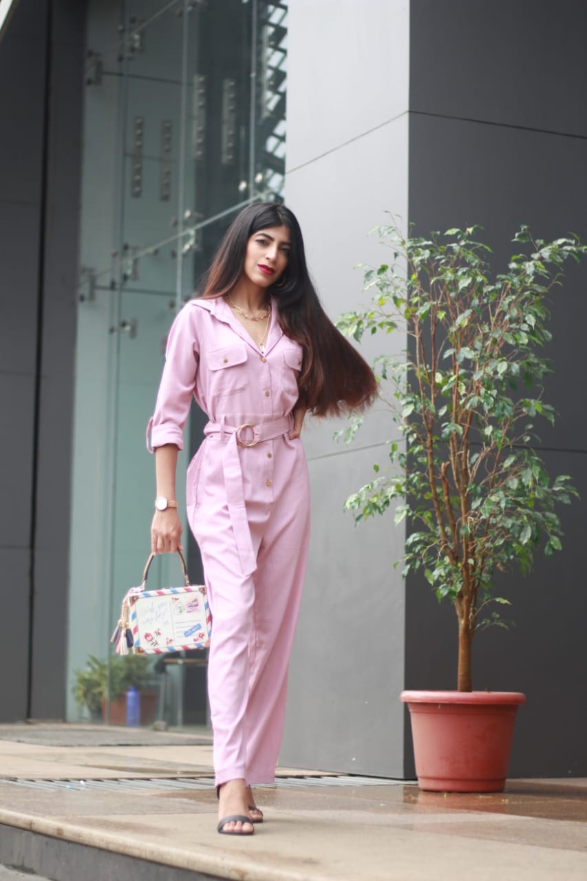 Jompers Women Purple Solid Jumpsuit | Grocsy