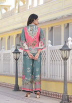 Printed Pure Muslin Co-Ords Set Luxury Premium, Multicolor - Hiral Fashion | Grocsy