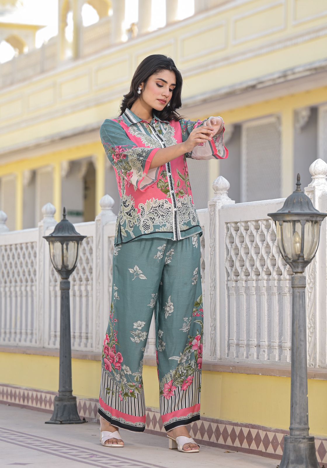 Printed Pure Muslin Co-Ords Set Luxury Premium, Multicolor - Hiral Fashion | Grocsy