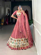Lorenvalley Peach Premium Pure Shimmer Pure Shimmer Lehenga Choli | Grocsy