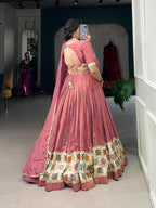 Lorenvalley Peach Premium Pure Shimmer Pure Shimmer Lehenga Choli | Grocsy