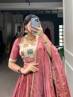 Lorenvalley Peach Premium Pure Shimmer Pure Shimmer Lehenga Choli | Grocsy