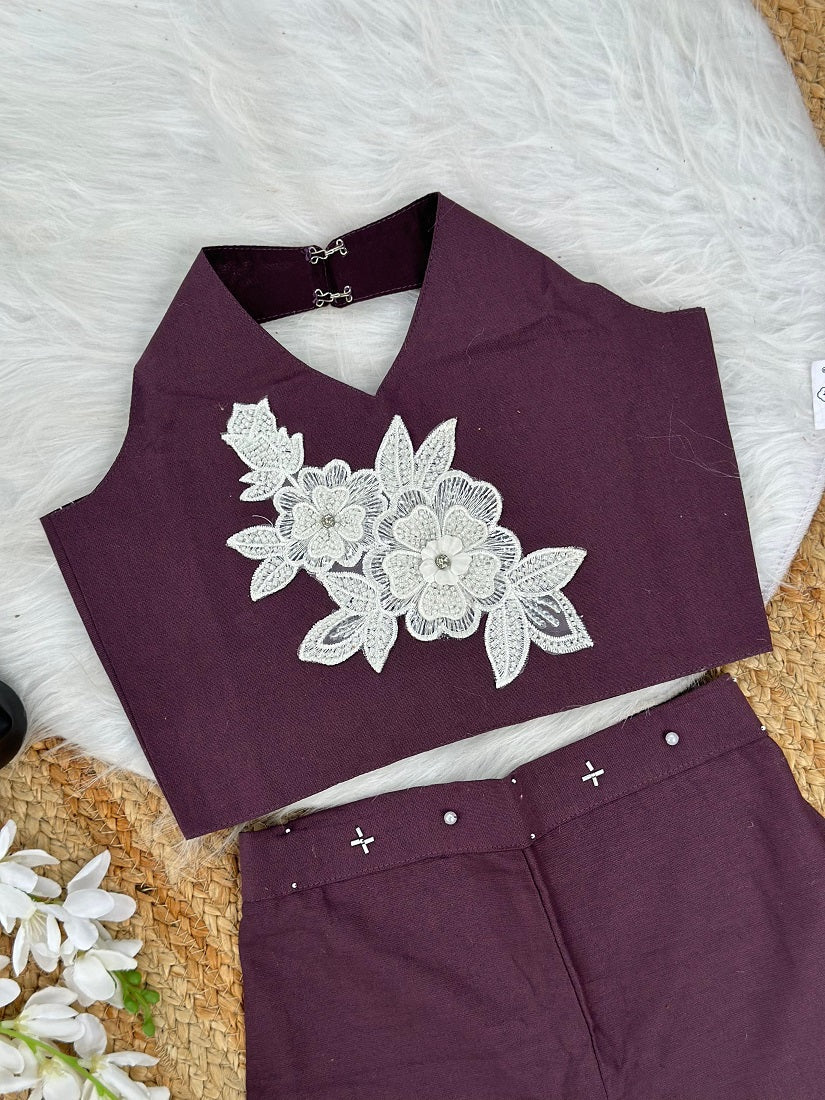 Evanik Brown Pure Khadi Cotton With Patch Work Kids Summer Co-Ord Set | Grocsy