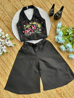 Evanik Black Premium Pure Cotton Fabric With Hand Work Kids Co-Ord Set | Grocsy