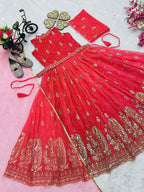 Evanik Pink Heavy Fox Georgette With Embroidered Work Kids Fancy Gown | Grocsy