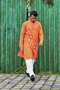 Jompers Men's Orange Printed Kurta Only | Grocsy