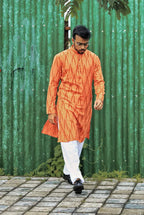 Jompers Men's Orange Printed Kurta Only | Grocsy