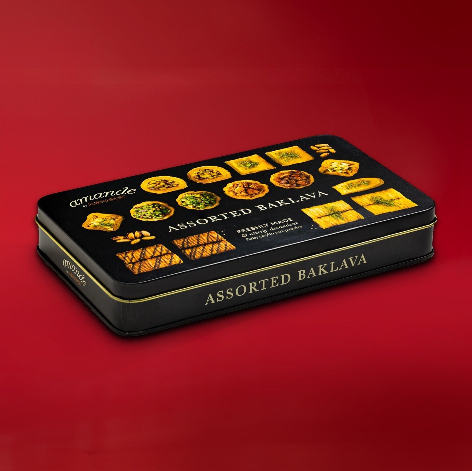 Almond House Assorted Baklava - 15 Pcs (Tin Box) | Grocsy