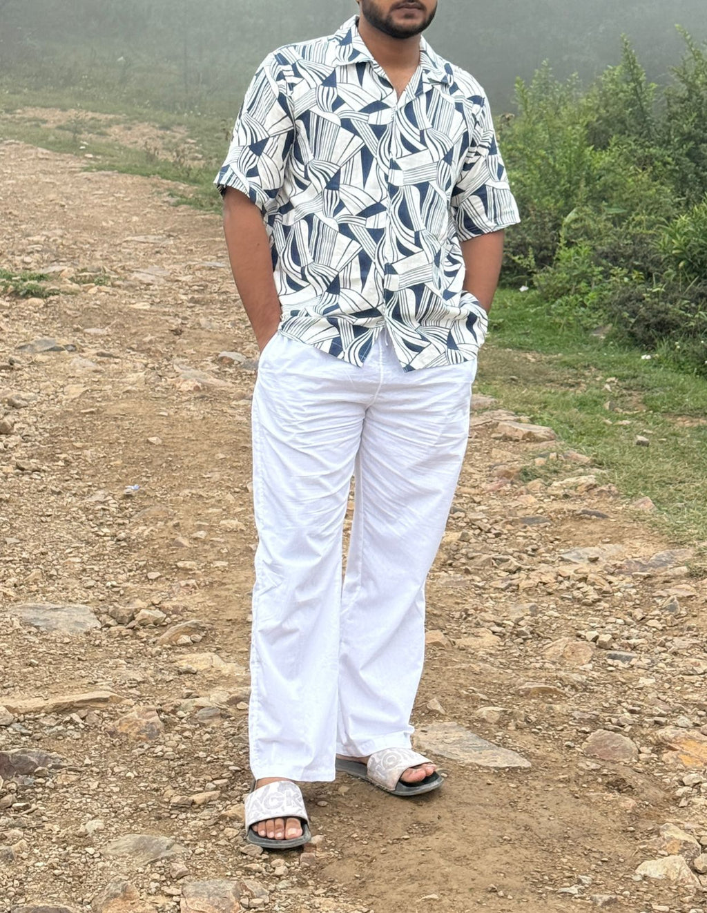 Fabmade Men’S Abstract Print Cuban Collar Shirt | Grocsy