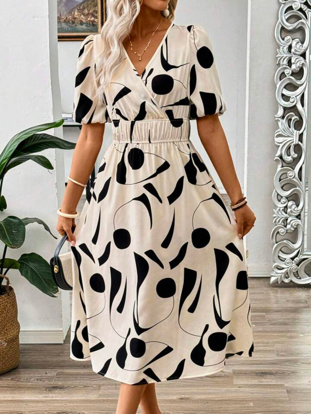 Pimu Style Short Sleeve Dress - White | Grocsy