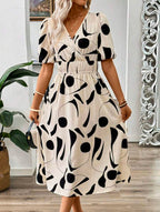 Pimu Style Short Sleeve Dress - White | Grocsy