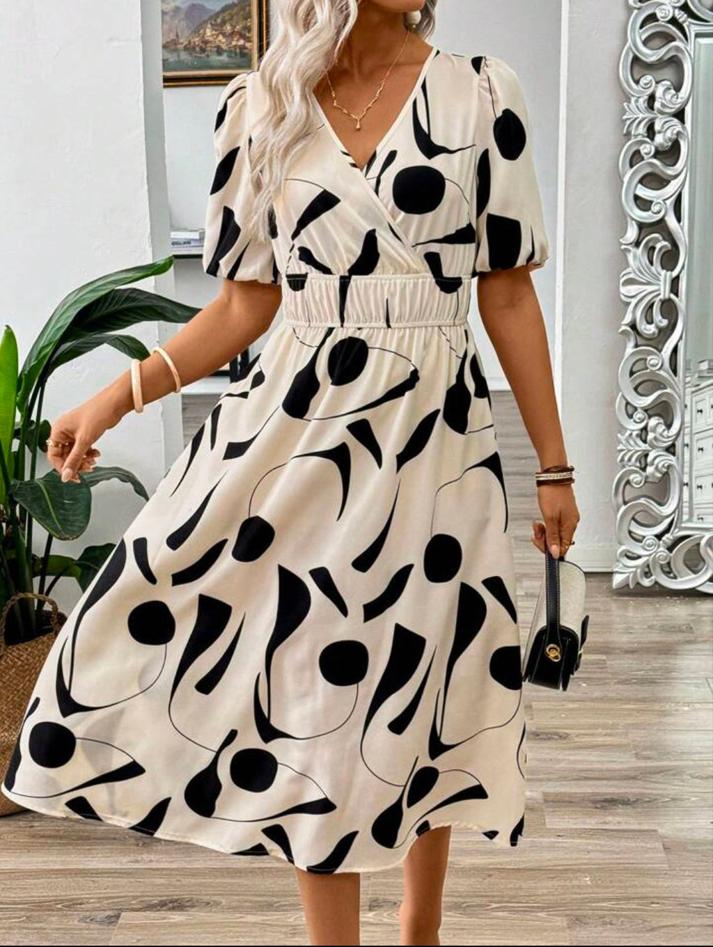 Pimu Style Short Sleeve Dress - White | Grocsy