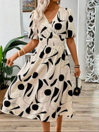 Pimu Style Short Sleeve Dress - White | Grocsy