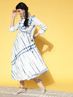 Yufta White & Blue Tie-Dyed Dress | Grocsy