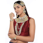 Jewel City Complete Bridal Kundan Jewelry Set - 8-Piece Royal Indian Wedding Collection with Choker, Rani Haar, Earrings, Maang Tikka & Mathapatti | Grocsy