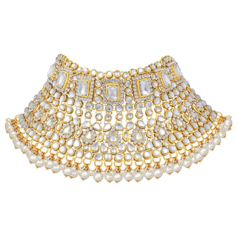 Jewel City Complete Bridal Kundan Jewelry Set - 8-Piece Royal Indian Wedding Collection with Choker, Rani Haar, Earrings, Maang Tikka & Mathapatti | Grocsy