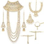Jewel City Complete Bridal Kundan Jewelry Set - 8-Piece Royal Indian Wedding Collection with Choker, Rani Haar, Earrings, Maang Tikka & Mathapatti | Grocsy