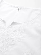 Yufta White Floral Chikankari Embroidered Pure Cotton Top | Grocsy